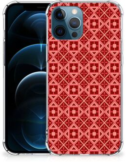 B2Ctelecom Smartphone hoesje iPhone 12 | 12 Pro Hoesje ontwerpen met transparante rand Batik Red