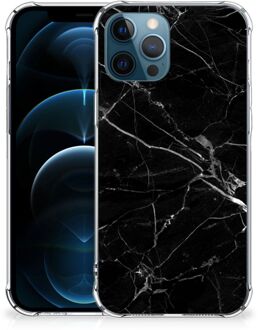 B2Ctelecom Smartphone hoesje iPhone 12 | 12 Pro Mobiel Hoesje met transparante rand Marmer Zwart