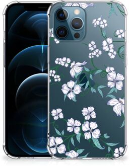 B2Ctelecom Smartphone hoesje iPhone 12 | 12 Pro Siliconen Hoesje met transparante rand Blossom White