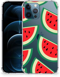 B2Ctelecom Smartphone hoesje iPhone 12 | 12 Pro Telefoonhoesje met tekst met transparante rand Watermelons