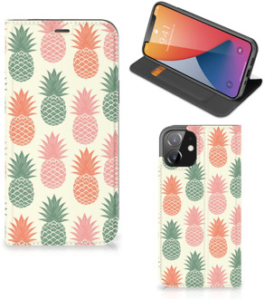 B2Ctelecom Smartphone Hoesje iPhone 12 | iPhone 12 Pro Leuk Bookcase Ananas