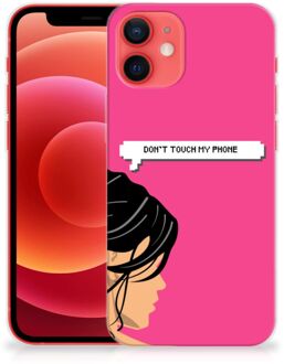 B2Ctelecom Smartphone hoesje iPhone 12 Mini Back Case Siliconen Hoesje Woman Don't Touch My Phone