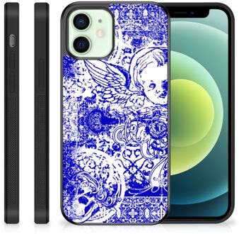 B2Ctelecom Smartphone Hoesje iPhone 12 Mini Back Case TPU Siliconen Hoesje met Zwarte rand Angel Skull Blue