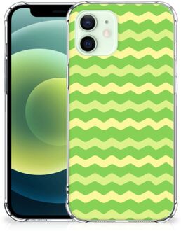 B2Ctelecom Smartphone hoesje iPhone 12 Mini Beschermhoesje met transparante rand Waves Green