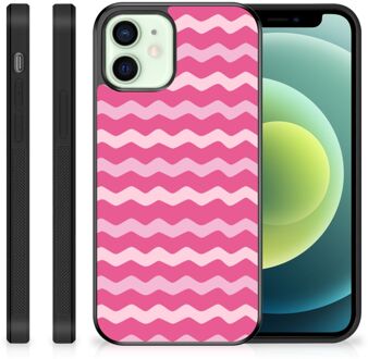 B2Ctelecom Smartphone Hoesje iPhone 12 Mini Bumper Hoesje met Zwarte rand Waves Pink