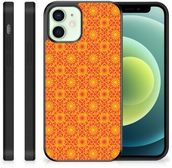 B2Ctelecom Smartphone Hoesje iPhone 12 Mini Cover Case met Zwarte rand Batik Orange