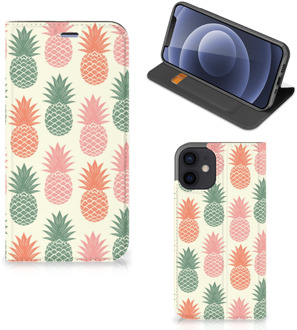 B2Ctelecom Smartphone Hoesje iPhone 12 Mini Leuk Bookcase Ananas