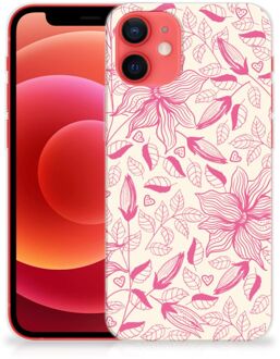 B2Ctelecom Smartphone hoesje iPhone 12 Mini Silicone Case Roze Bloemen