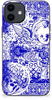 B2Ctelecom Smartphone Hoesje iPhone 12 Pro | 12 (6.1") Back Case TPU Siliconen Hoesje met Zwarte rand Angel Skull Blue