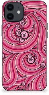 B2Ctelecom Smartphone Hoesje iPhone 12 Pro | 12 (6.1") Back Case TPU Siliconen Hoesje met Zwarte rand Swirl Pink