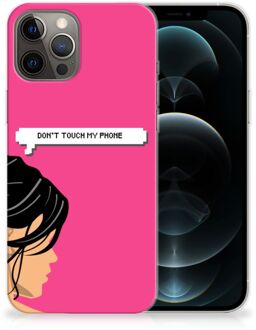 B2Ctelecom Smartphone hoesje iPhone 12 Pro Max Back Case Siliconen Hoesje Woman Don't Touch My Phone