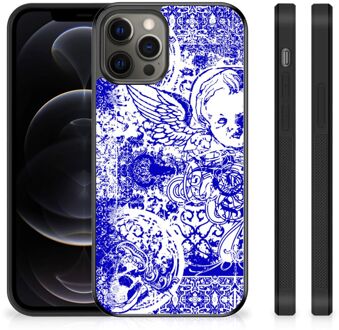 B2Ctelecom Smartphone Hoesje iPhone 12 Pro Max Back Case TPU Siliconen Hoesje met Zwarte rand Angel Skull Blue