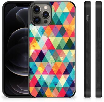 B2Ctelecom Smartphone Hoesje iPhone 12 Pro Max Backcase TPU Siliconen Hoesje met Zwarte rand Geruit