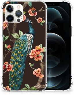 B2Ctelecom Smartphone hoesje iPhone 12 Pro Max Beschermhoesje met transparante rand Pauw met Bloemen