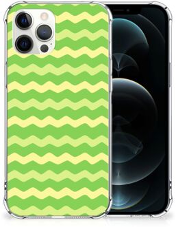 B2Ctelecom Smartphone hoesje iPhone 12 Pro Max Beschermhoesje met transparante rand Waves Green