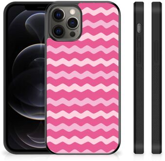 B2Ctelecom Smartphone Hoesje iPhone 12 Pro Max Bumper Hoesje met Zwarte rand Waves Pink