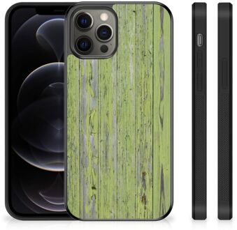 B2Ctelecom Smartphone Hoesje iPhone 12 Pro Max Cover Case met Zwarte rand Green Wood