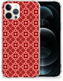 B2Ctelecom Smartphone hoesje iPhone 12 Pro Max Hoesje ontwerpen met transparante rand Batik Red