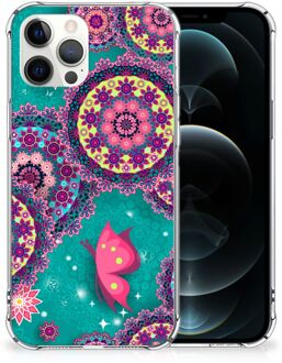 B2Ctelecom Smartphone hoesje iPhone 12 Pro Max Silicone Hoesje met transparante rand Cirkels en Vlinders