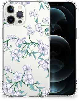 B2Ctelecom Smartphone hoesje iPhone 12 Pro Max Siliconen Hoesje met transparante rand Blossom White