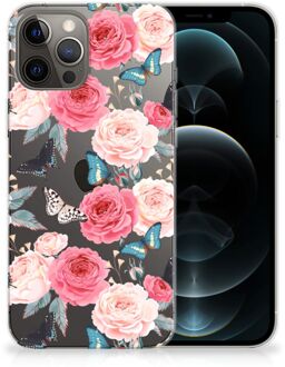 B2Ctelecom Smartphone hoesje iPhone 12 Pro Max Telefoontas Butterfly Roses