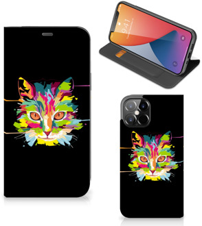 B2Ctelecom Smartphone Hoesje iPhone 12 Pro Max Wallet Case Leuke Verjaardagscadeaus Cat Color