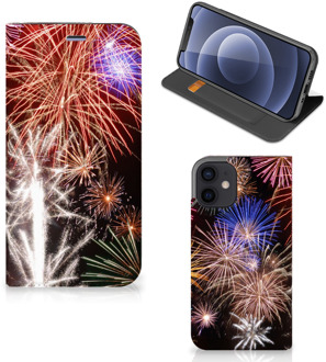 B2Ctelecom Smartphone Hoesje Kerstcadeau iPhone 12 Mini Portemonnee hoesje Vuurwerk