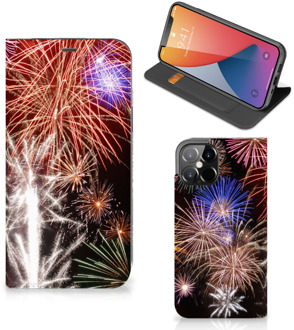 B2Ctelecom Smartphone Hoesje Kerstcadeau iPhone 12 Pro Max Portemonnee hoesje Vuurwerk