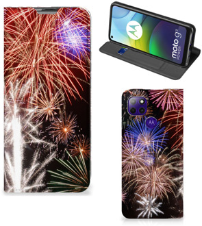 B2Ctelecom Smartphone Hoesje Kerstcadeau Motorola Moto G9 Power Portemonnee hoesje Vuurwerk