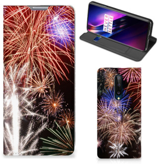 B2Ctelecom Smartphone Hoesje Kerstcadeau OnePlus 8 Portemonnee hoesje Vuurwerk