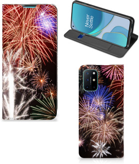 B2Ctelecom Smartphone Hoesje Kerstcadeau OnePlus 8T Portemonnee hoesje Vuurwerk