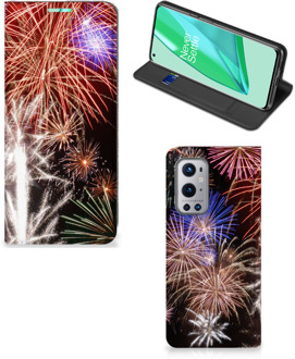 B2Ctelecom Smartphone Hoesje Kerstcadeau OnePlus 9 Pro Portemonnee hoesje Vuurwerk