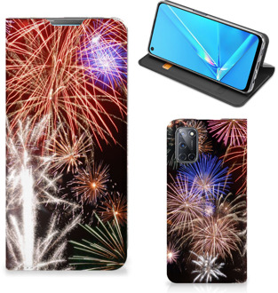 B2Ctelecom Smartphone Hoesje Kerstcadeau OPPO A52 | A72 Portemonnee hoesje Vuurwerk