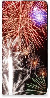 B2Ctelecom Smartphone Hoesje Kerstcadeau Samsung Galaxy A21s Portemonnee hoesje Vuurwerk