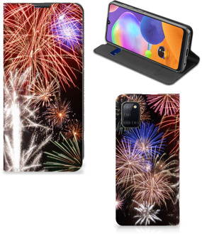 B2Ctelecom Smartphone Hoesje Kerstcadeau Samsung Galaxy A31 Portemonnee hoesje Vuurwerk