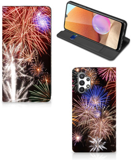 B2Ctelecom Smartphone Hoesje Kerstcadeau Samsung Galaxy A32 4G Portemonnee hoesje Vuurwerk