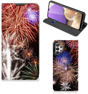 B2Ctelecom Smartphone Hoesje Kerstcadeau Samsung Galaxy A32 5G Portemonnee hoesje Vuurwerk