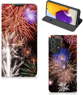 B2Ctelecom Smartphone Hoesje Kerstcadeau Samsung Galaxy A72 (5G/4G) Portemonnee hoesje Vuurwerk