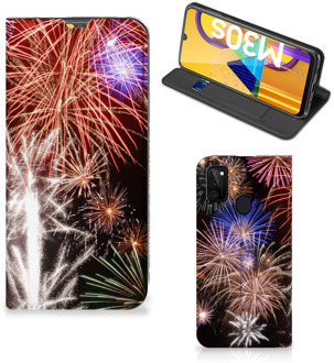 B2Ctelecom Smartphone Hoesje Kerstcadeau Samsung Galaxy M21 Portemonnee hoesje Vuurwerk