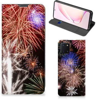 B2Ctelecom Smartphone Hoesje Kerstcadeau Samsung Galaxy Note 10 Lite Portemonnee hoesje Vuurwerk