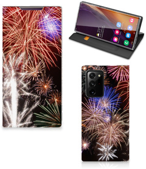 B2Ctelecom Smartphone Hoesje Kerstcadeau Samsung Galaxy Note 20 Ultra Portemonnee hoesje Vuurwerk