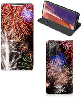 B2Ctelecom Smartphone Hoesje Kerstcadeau Samsung Galaxy Note20 Portemonnee hoesje Vuurwerk