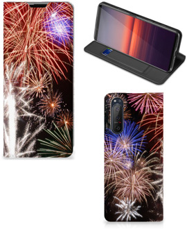 B2Ctelecom Smartphone Hoesje Kerstcadeau Sony Xperia 5 II Portemonnee hoesje Vuurwerk