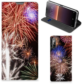 B2Ctelecom Smartphone Hoesje Kerstcadeau Sony Xperia L4 Portemonnee hoesje Vuurwerk