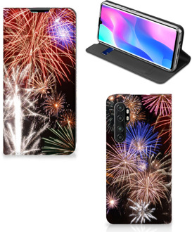 B2Ctelecom Smartphone Hoesje Kerstcadeau Xiaomi Mi Note 10 Lite Portemonnee hoesje Vuurwerk