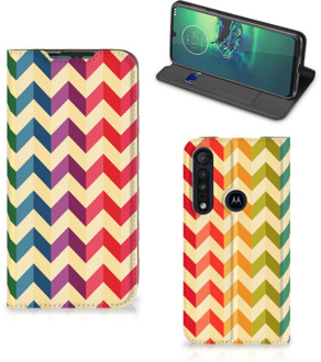 B2Ctelecom Smartphone Hoesje Motorola G8 Plus Leuk Telefoonhoesje Zigzag Color