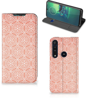 B2Ctelecom Smartphone Hoesje Motorola G8 Plus Mobiel Hoesje Pattern Orange