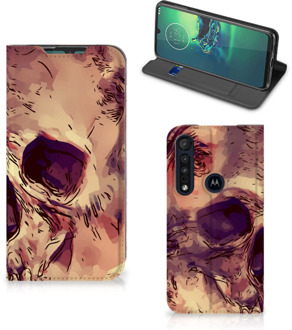 B2Ctelecom Smartphone Hoesje Motorola G8 Plus Wallet Case Skullhead