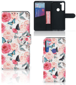 B2Ctelecom Smartphone Hoesje Motorola G8 Power Flipcase Cadeautjes voor Moederdag Butterfly Roses