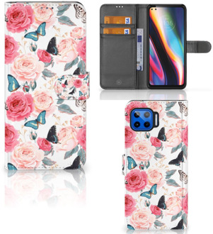 B2Ctelecom Smartphone Hoesje Motorola Moto G 5G Plus Flipcase Cadeautjes voor Moederdag Butterfly Roses